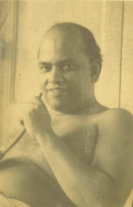 A.K. Mukherji with waterpipe, 1942.